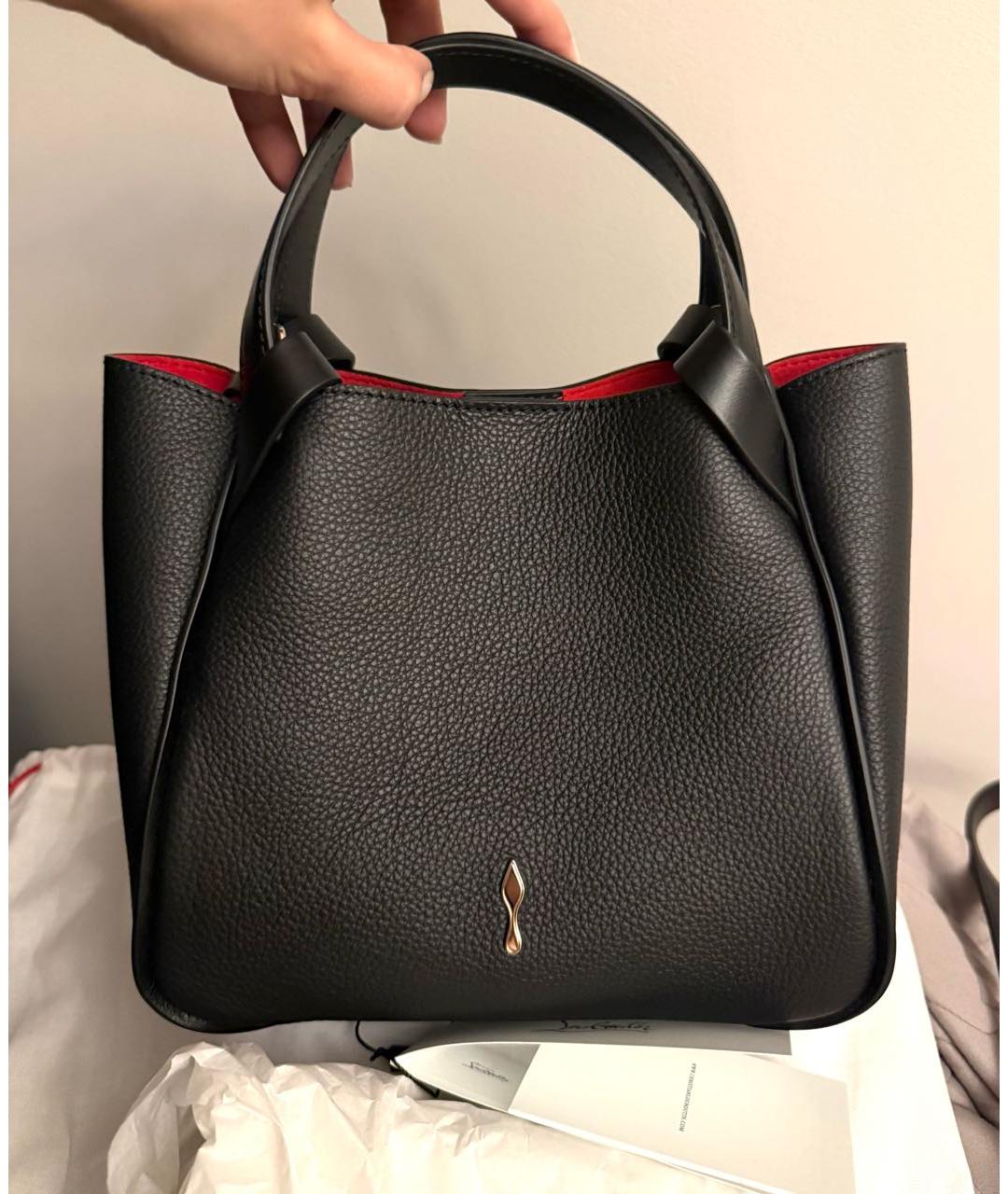 CHRISTIAN LOUBOUTIN Черная кожаная сумка с короткими ручками, фото 7