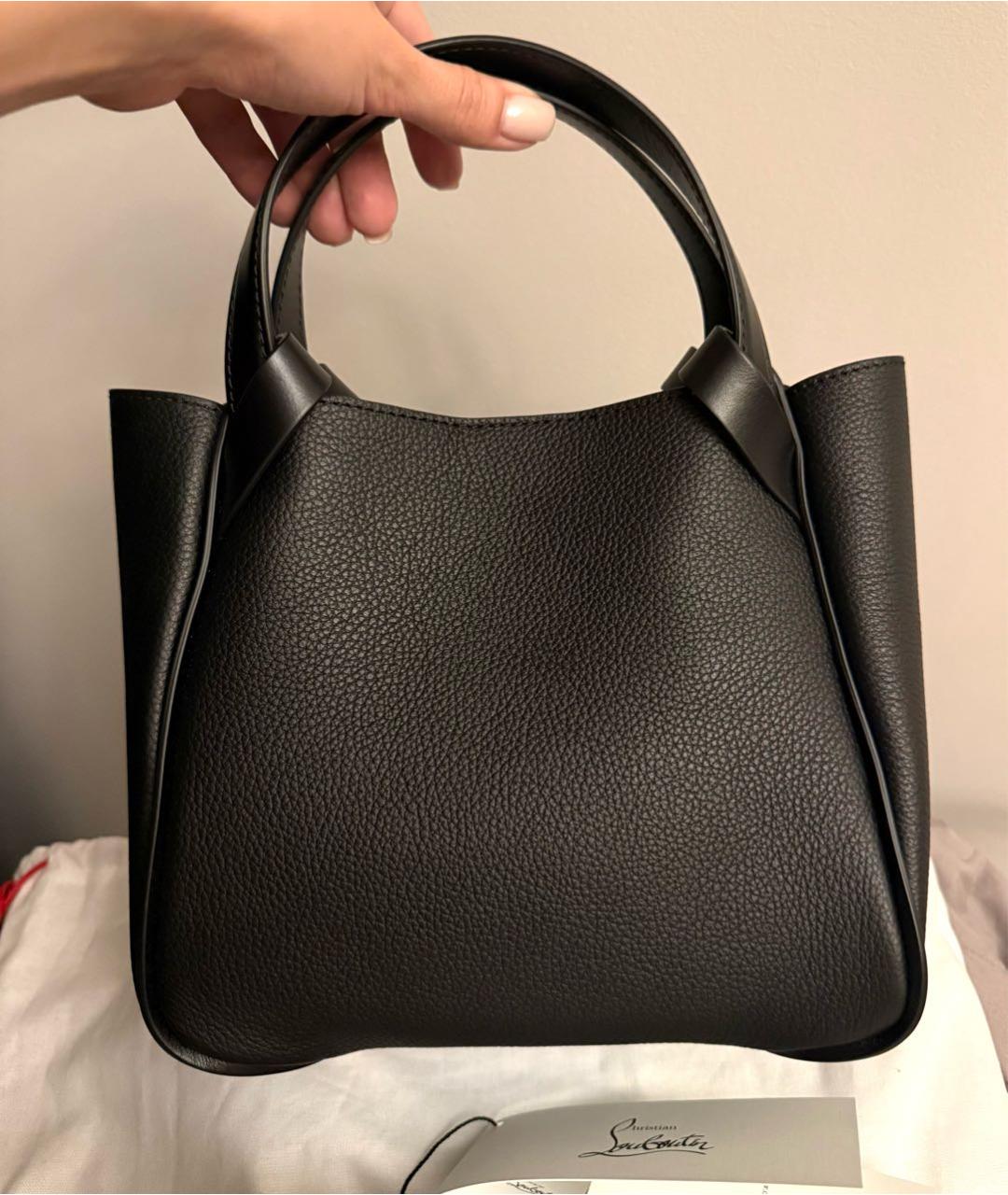 CHRISTIAN LOUBOUTIN Черная кожаная сумка с короткими ручками, фото 3