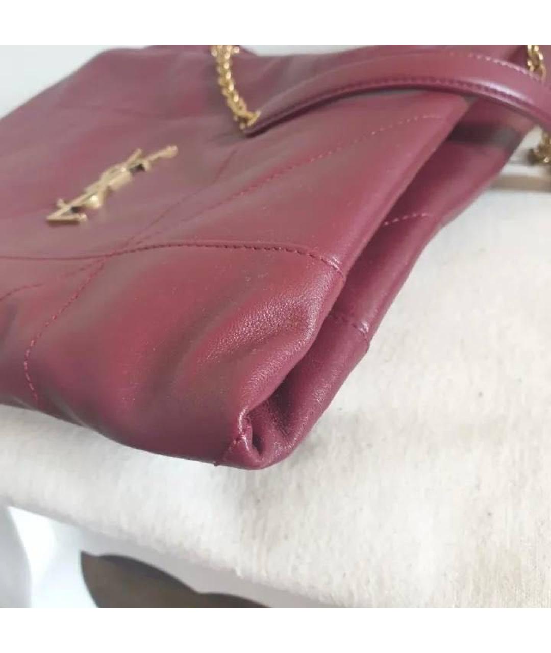 SAINT LAURENT Бордовая кожаная сумка через плечо, фото 5