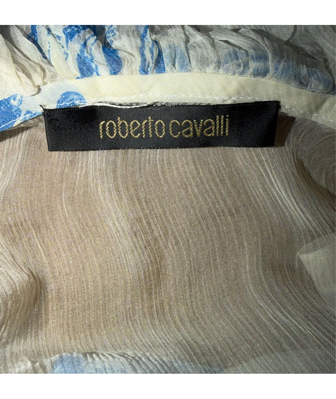 ROBERTO CAVALLI Голубая шелковая блузы, фото 3