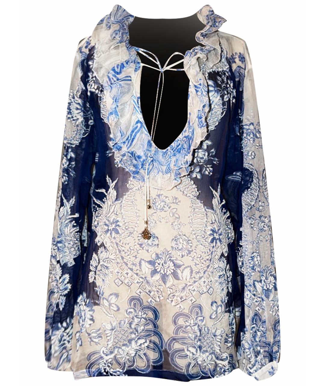 ROBERTO CAVALLI Голубая шелковая блузы, фото 1