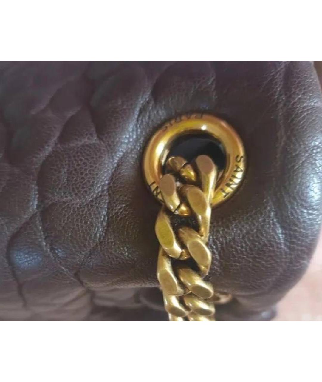 SAINT LAURENT Коричневая кожаная сумка через плечо, фото 5