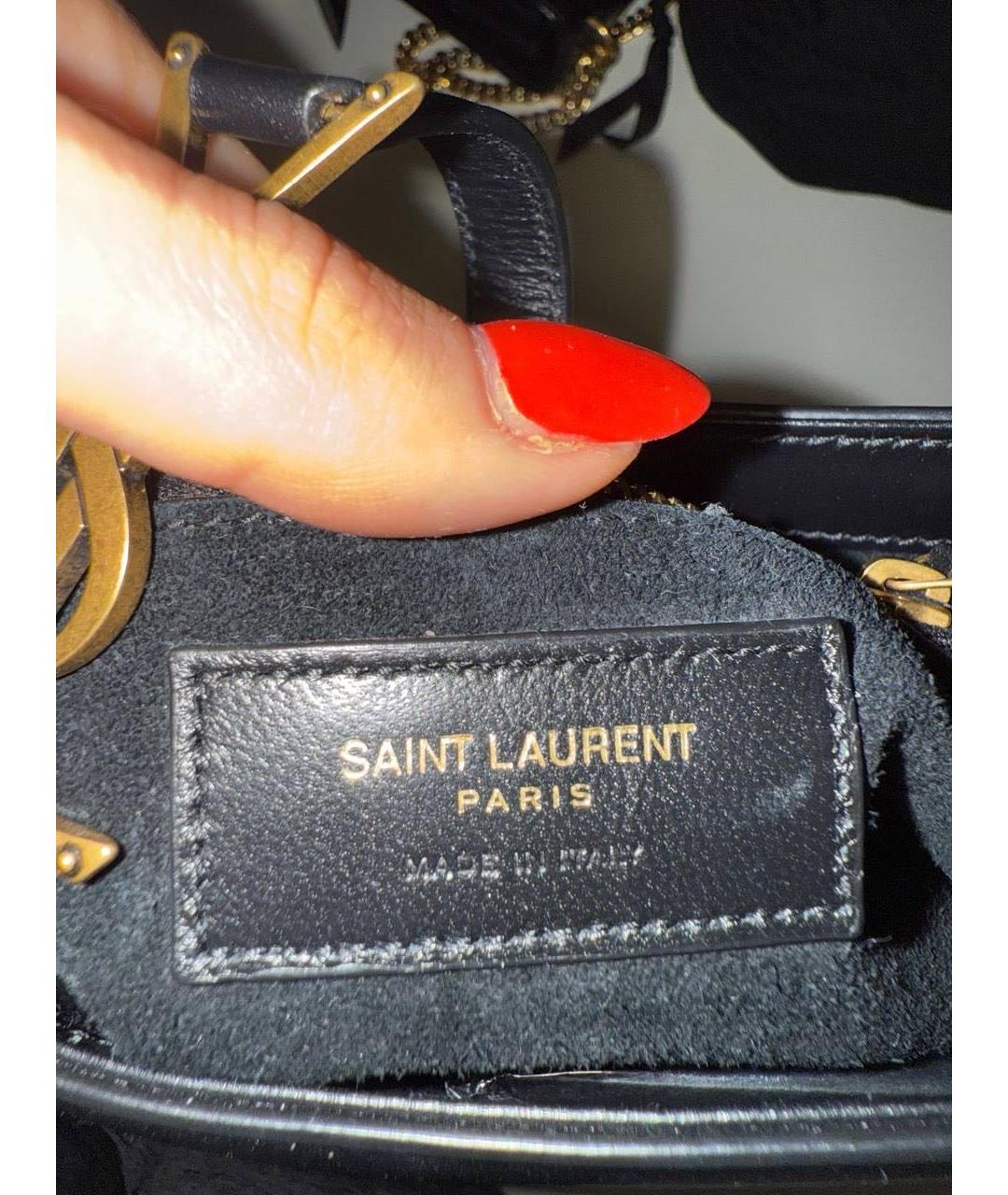 SAINT LAURENT Черная кожаная сумка через плечо, фото 6