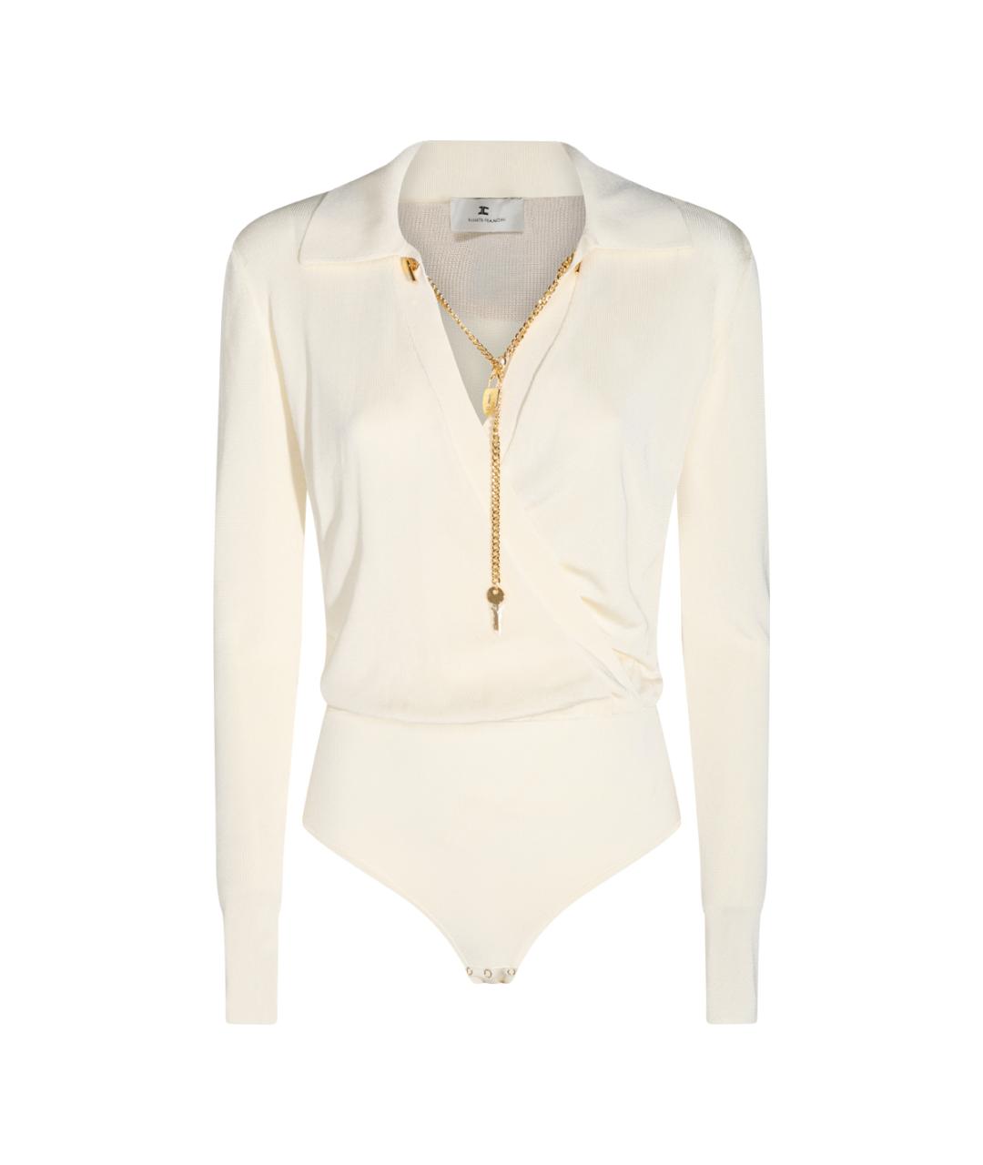 ELISABETTA FRANCHI Бежевое вискозное боди, фото 1