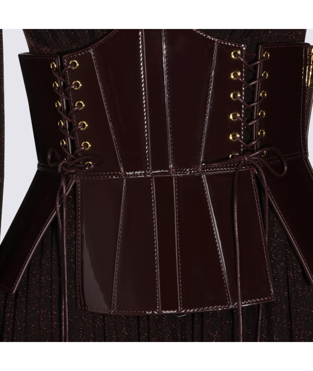 ELISABETTA FRANCHI Коричневое вискозное платье, фото 6