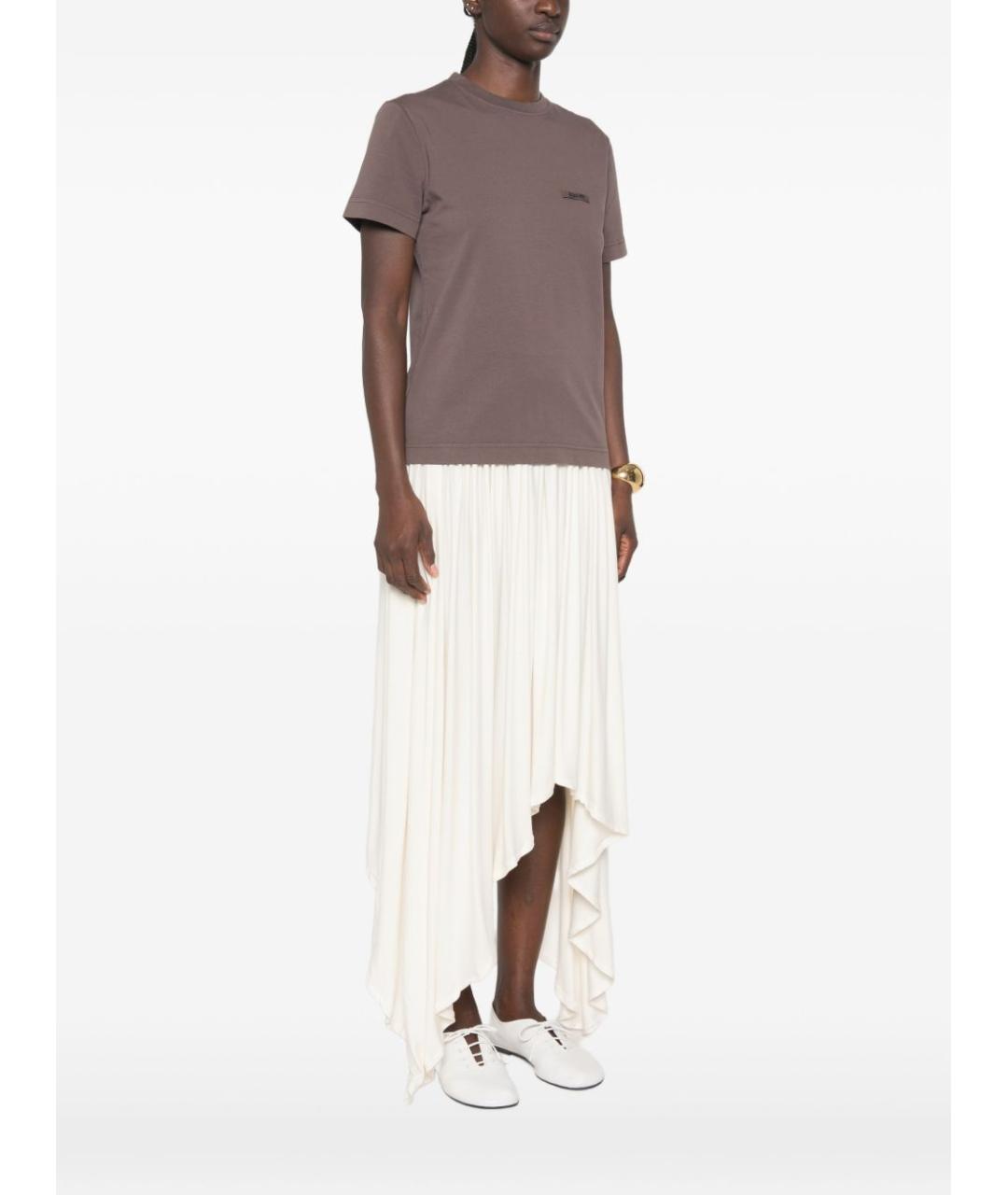 JACQUEMUS Коричневая хлопковая футболка, фото 5