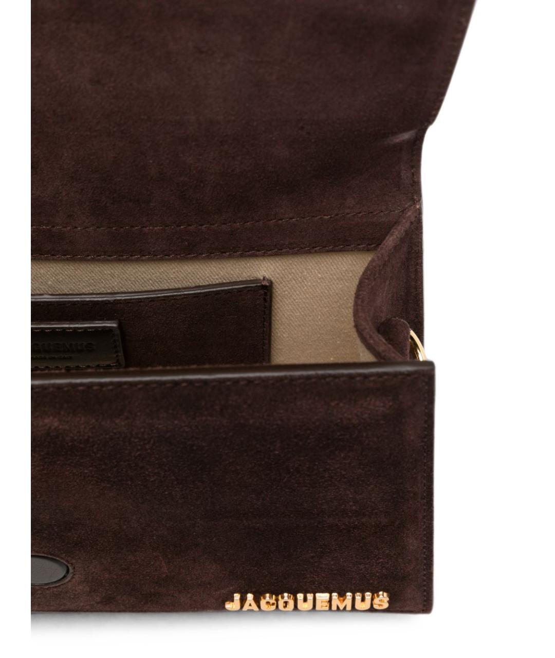 JACQUEMUS Коричневая замшевая сумка с короткими ручками, фото 5
