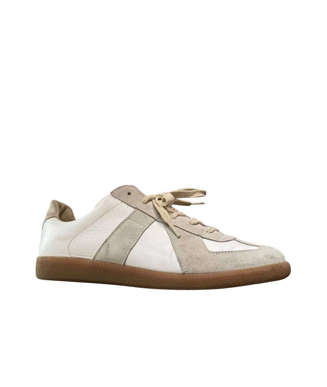 MAISON MARGIELA Белые кожаные низкие кроссовки / кеды, фото 6