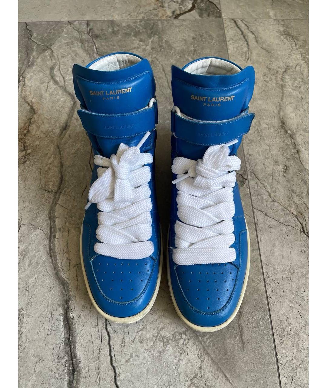 SAINT LAURENT Синие высокие кроссовки / кеды, фото 2