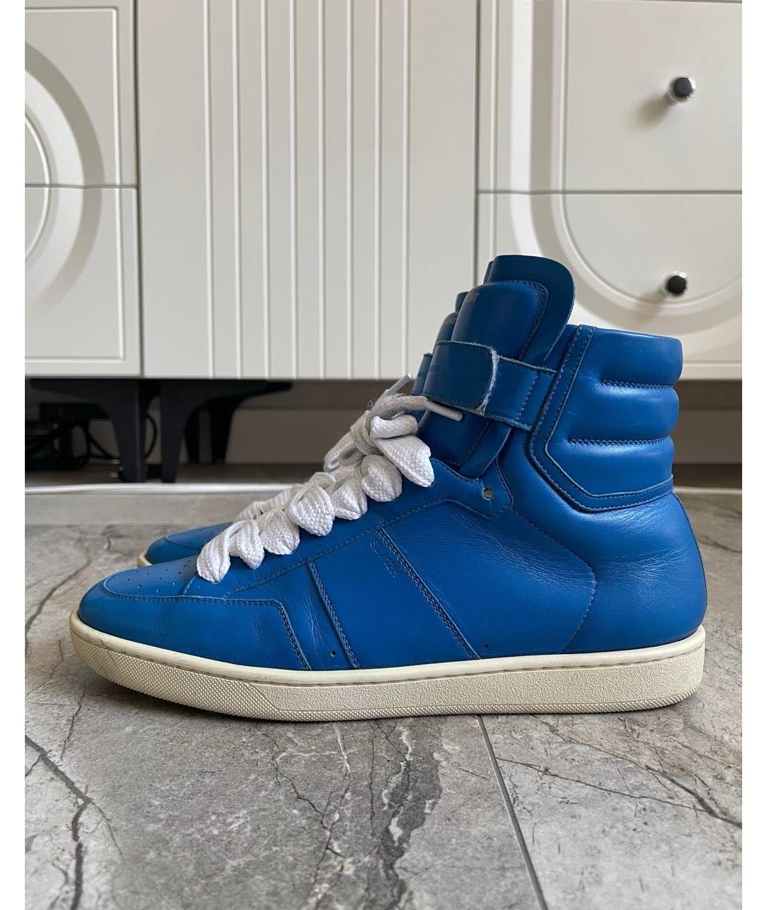 SAINT LAURENT Синие высокие кроссовки / кеды, фото 6