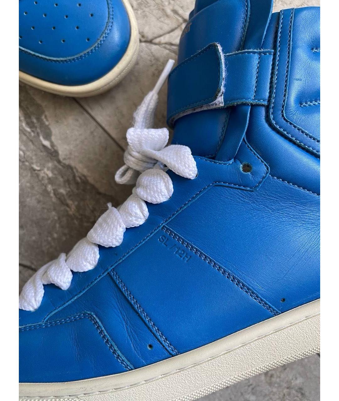 SAINT LAURENT Синие высокие кроссовки / кеды, фото 4