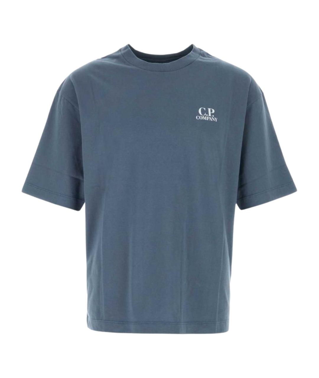 CP COMPANY Голубая хлопковая футболка, фото 1