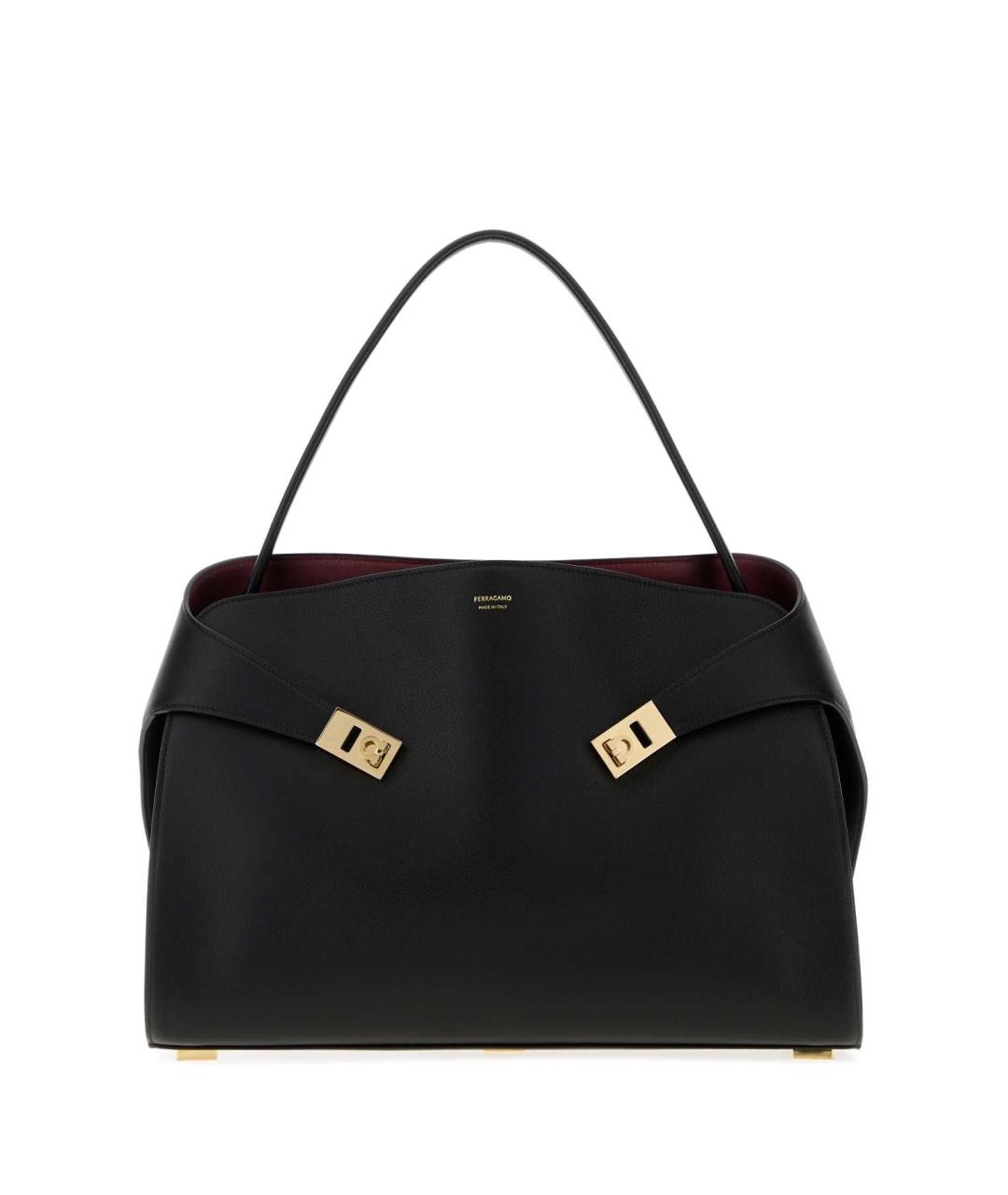 FERRAGAMO Черная кожаная сумка с короткими ручками, фото 3