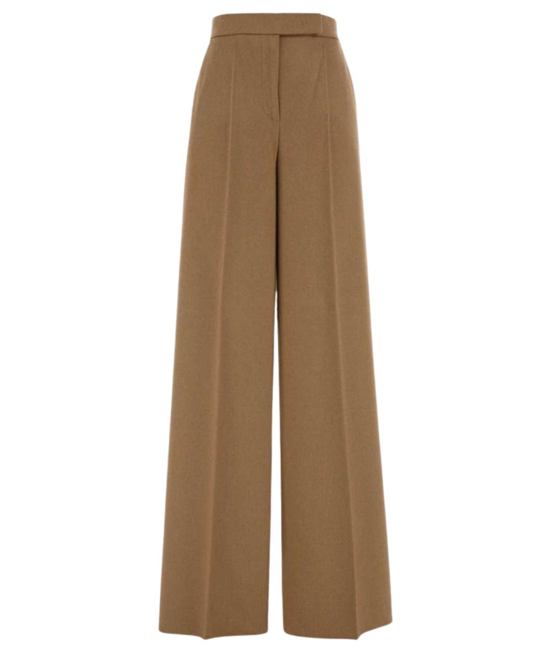 MAX MARA Бежевые шерстяные прямые брюки, фото 1