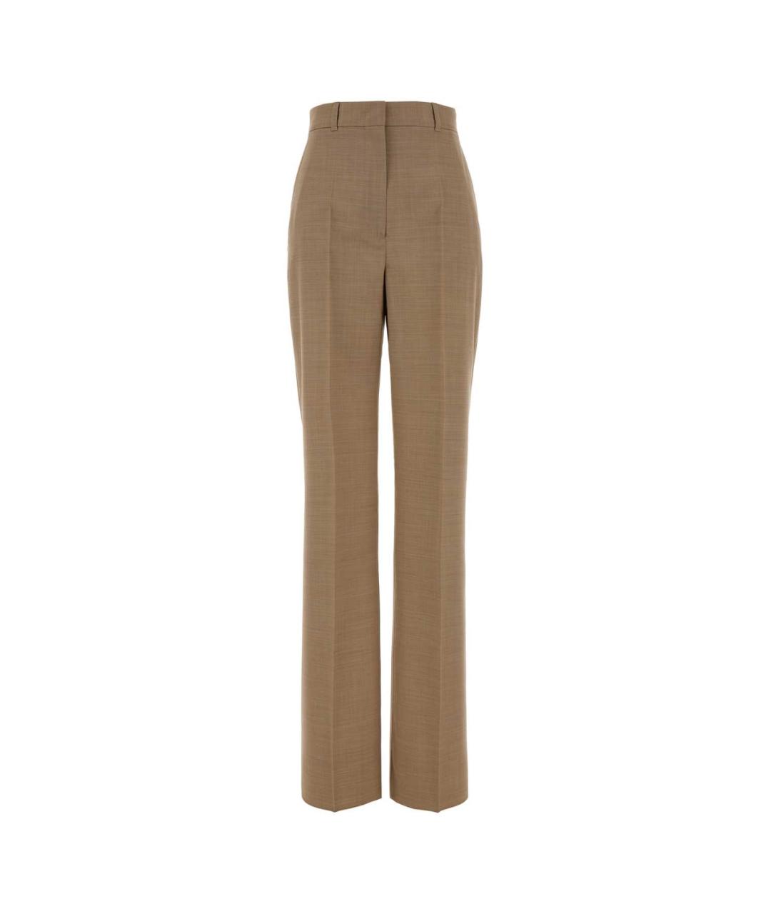 MAX MARA STUDIO Бежевые шерстяные прямые брюки, фото 1