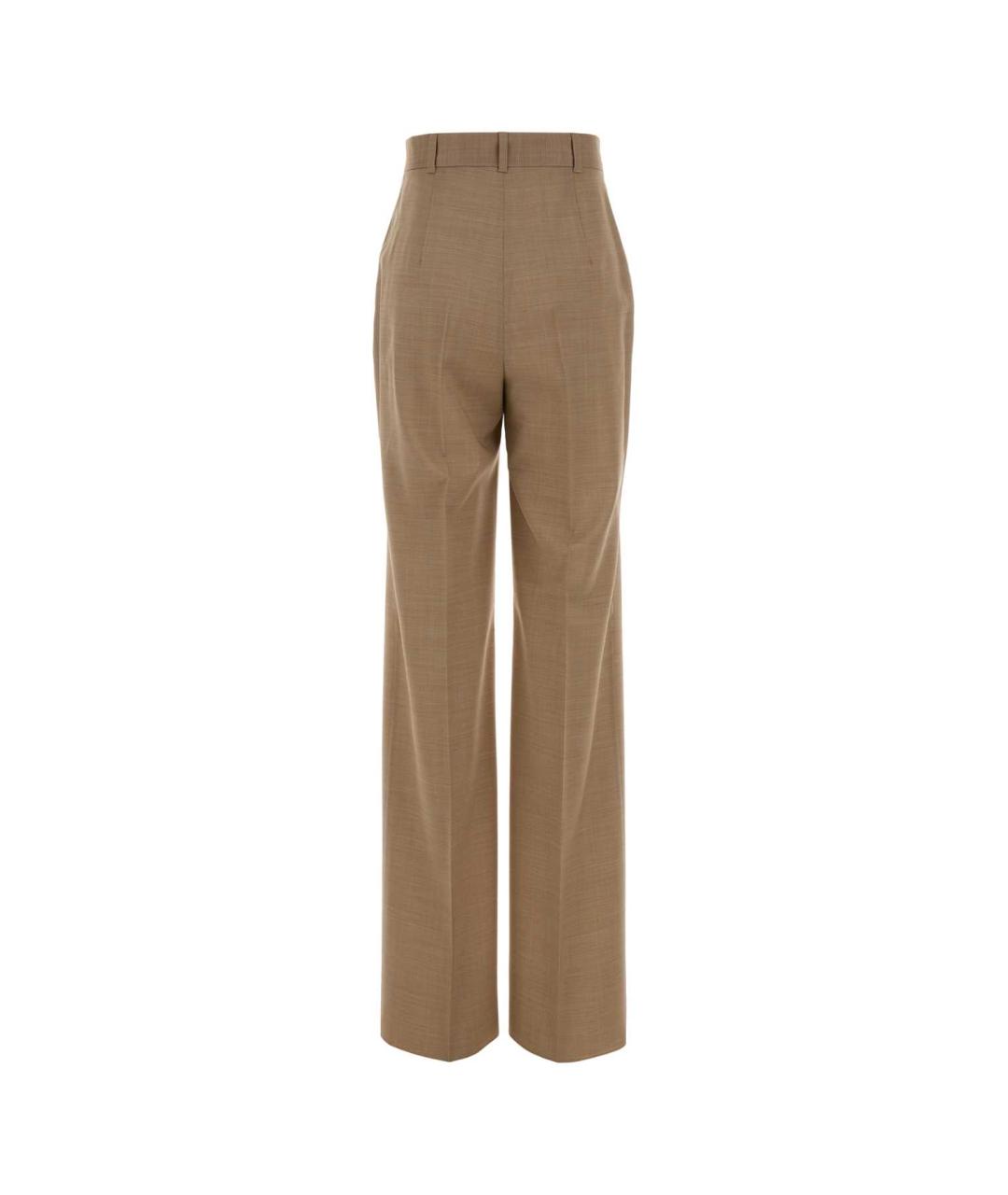 MAX MARA STUDIO Бежевые шерстяные прямые брюки, фото 2