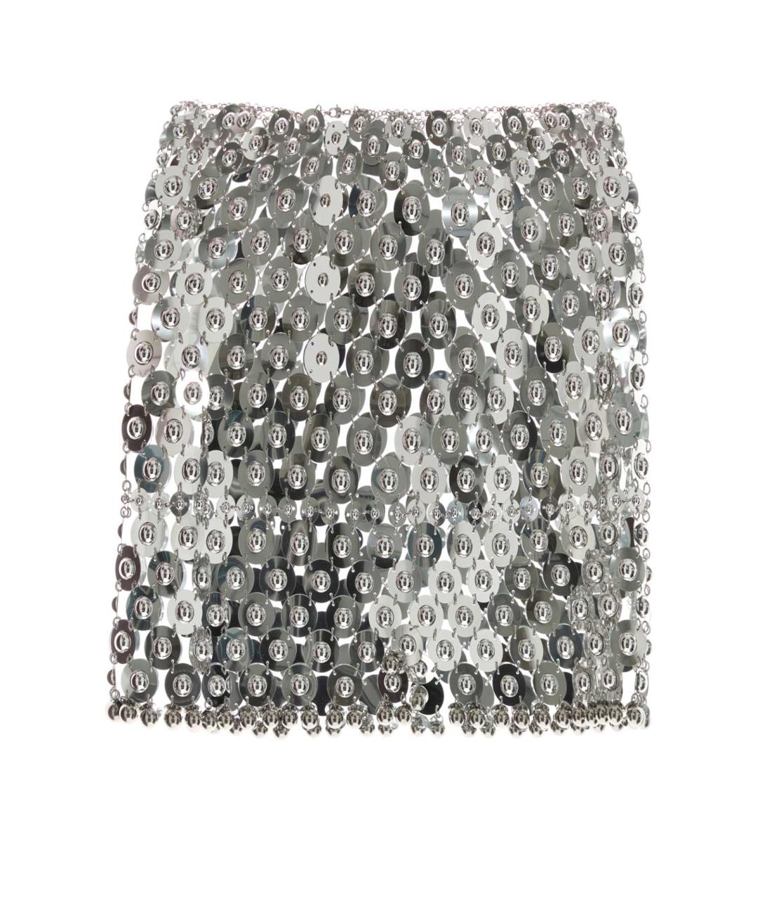 PACO RABANNE Серебряная юбка мини, фото 3