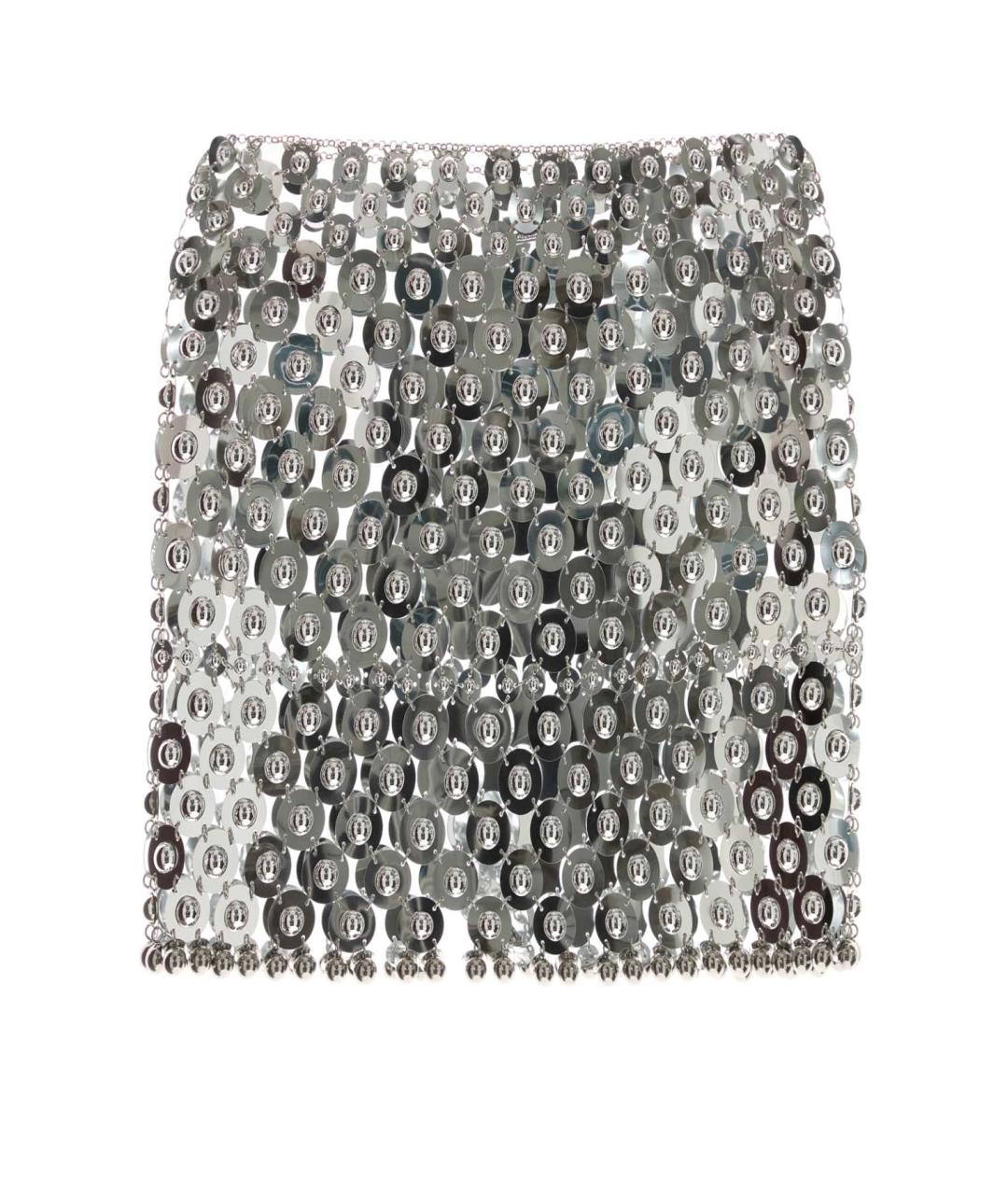 PACO RABANNE Серебряная юбка мини, фото 2