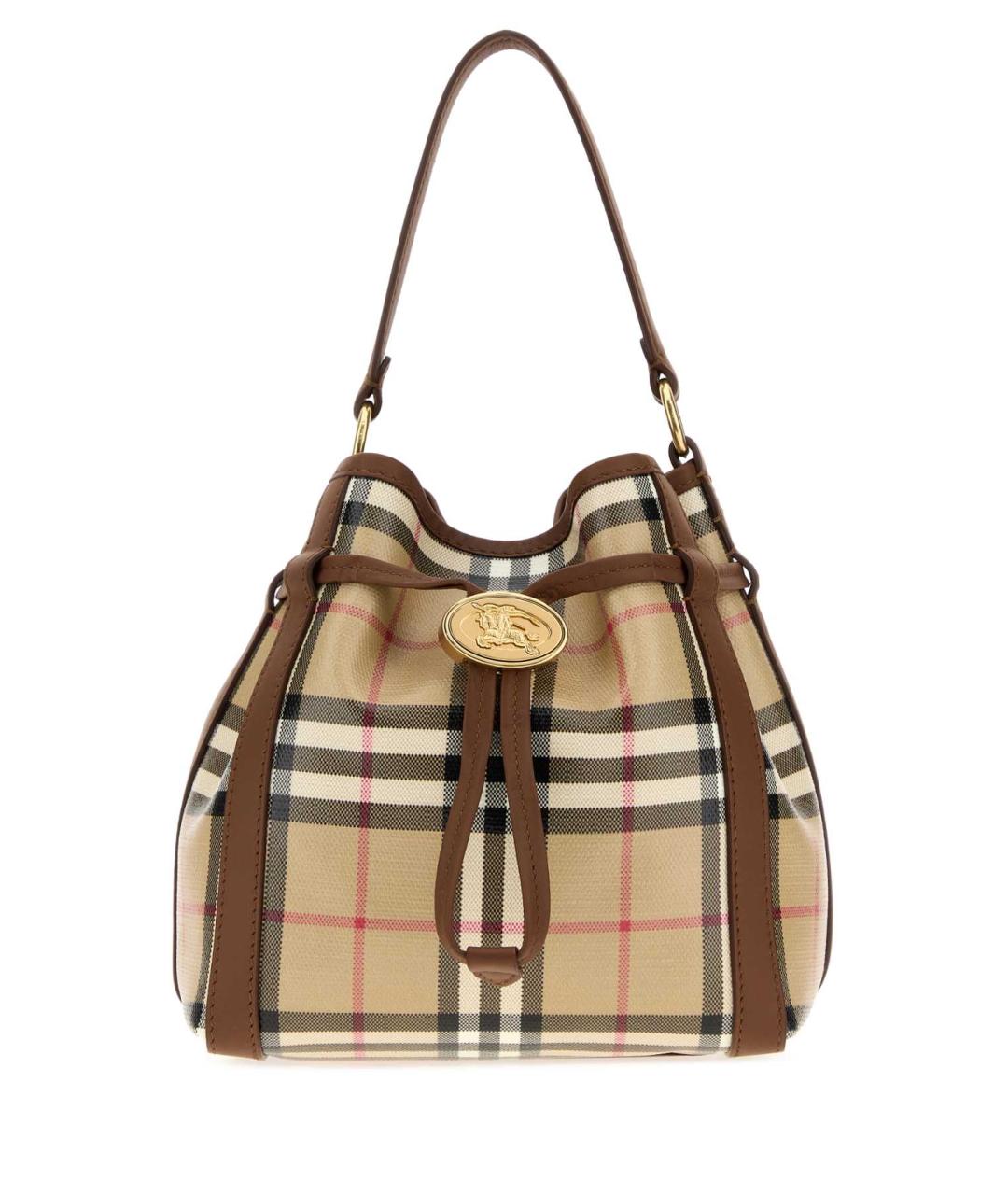 BURBERRY Бежевая сумка через плечо из канвы, фото 1