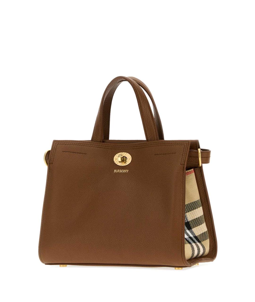 BURBERRY Коричневая кожаная сумка тоут, фото 2