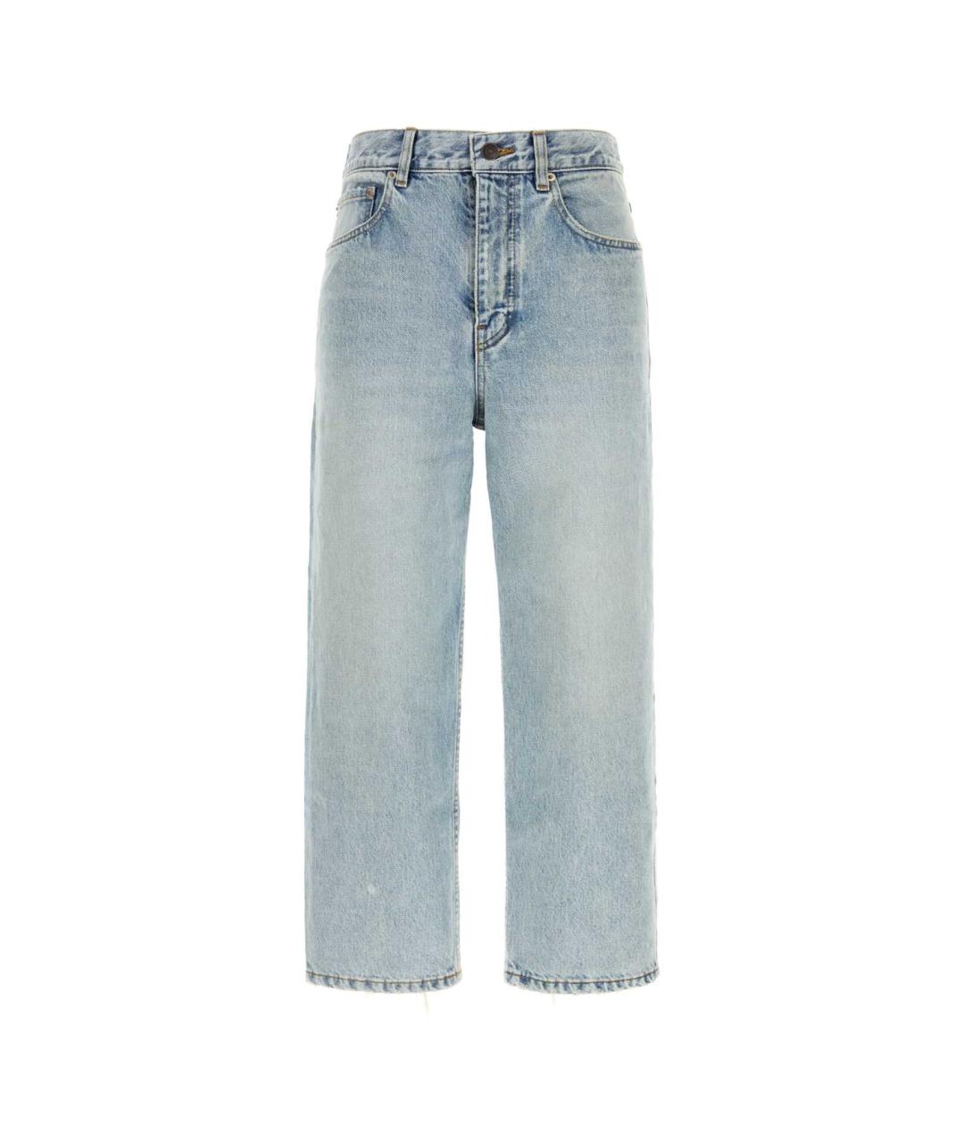 BALENCIAGA Голубые хлопковые прямые джинсы, фото 1