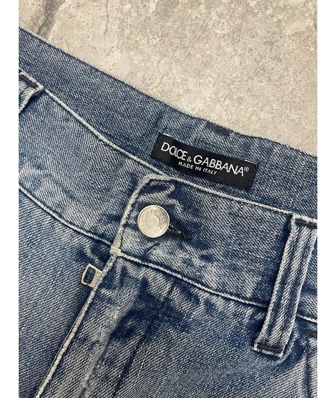 DOLCE&GABBANA Голубые хлопковые прямые джинсы, фото 3