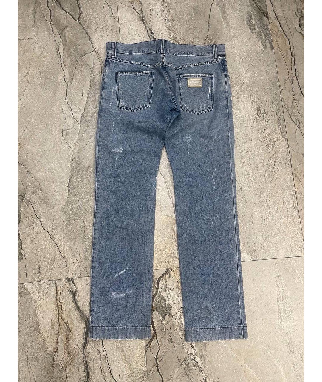 DOLCE&GABBANA Голубые хлопковые прямые джинсы, фото 4