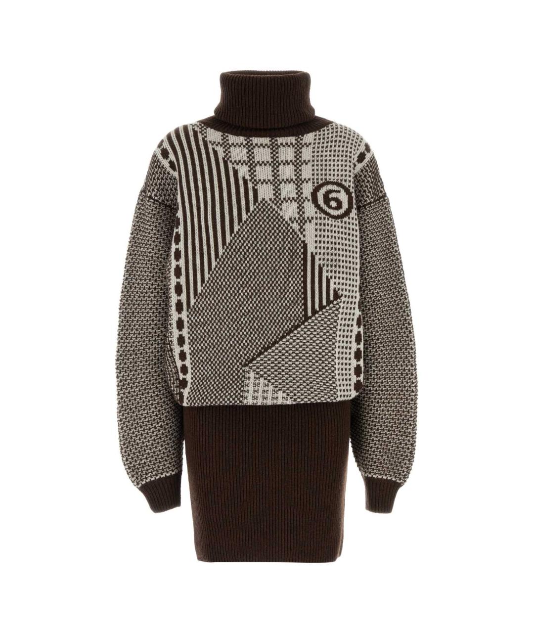 MM6 MAISON MARGIELA Мульти шерстяное повседневное платье, фото 1