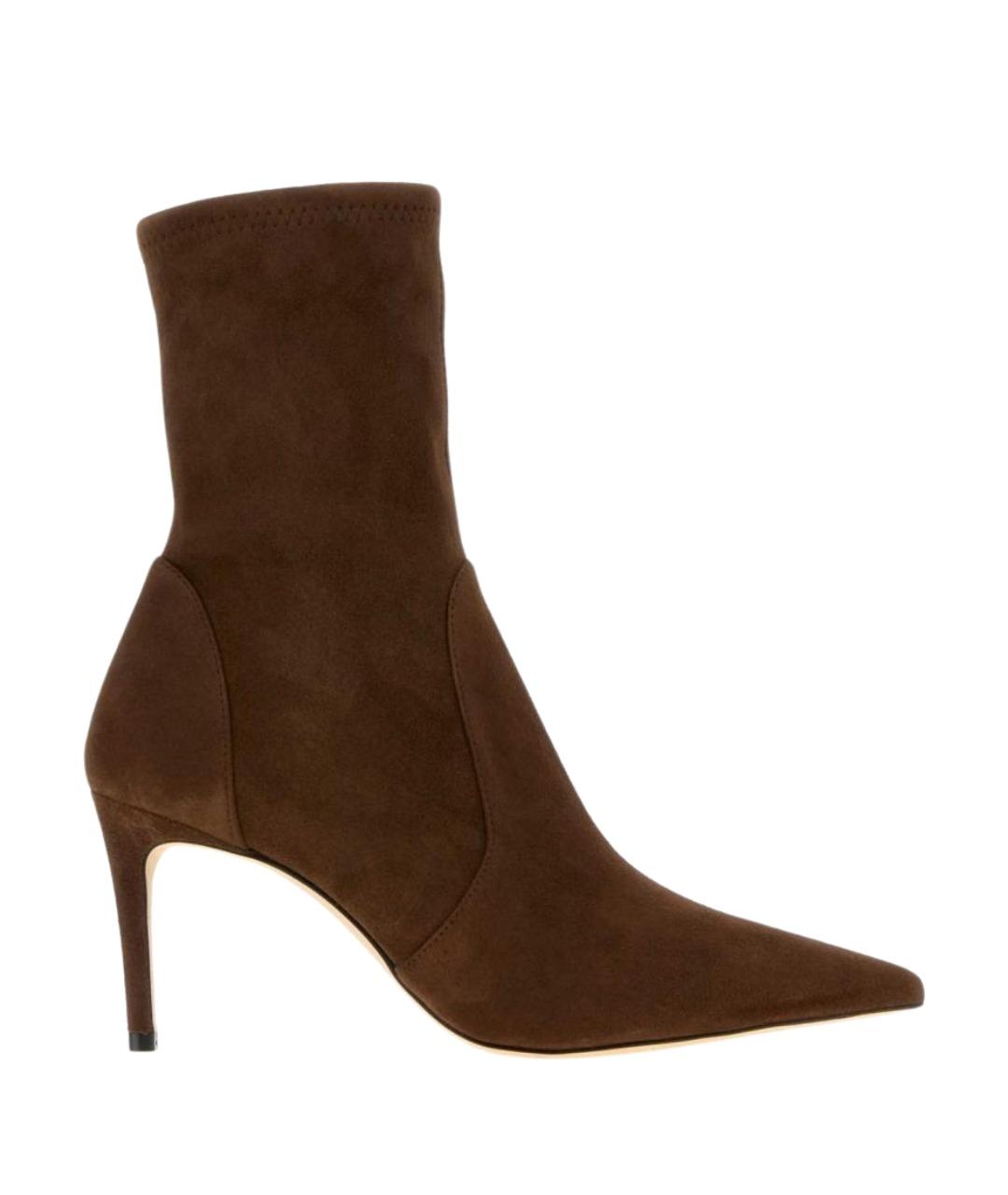STUART WEITZMAN Коричневые замшевые ботильоны, фото 1