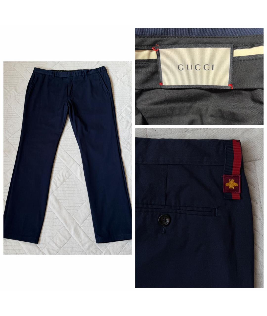 GUCCI Темно-синие хлопковые джинсы, фото 3