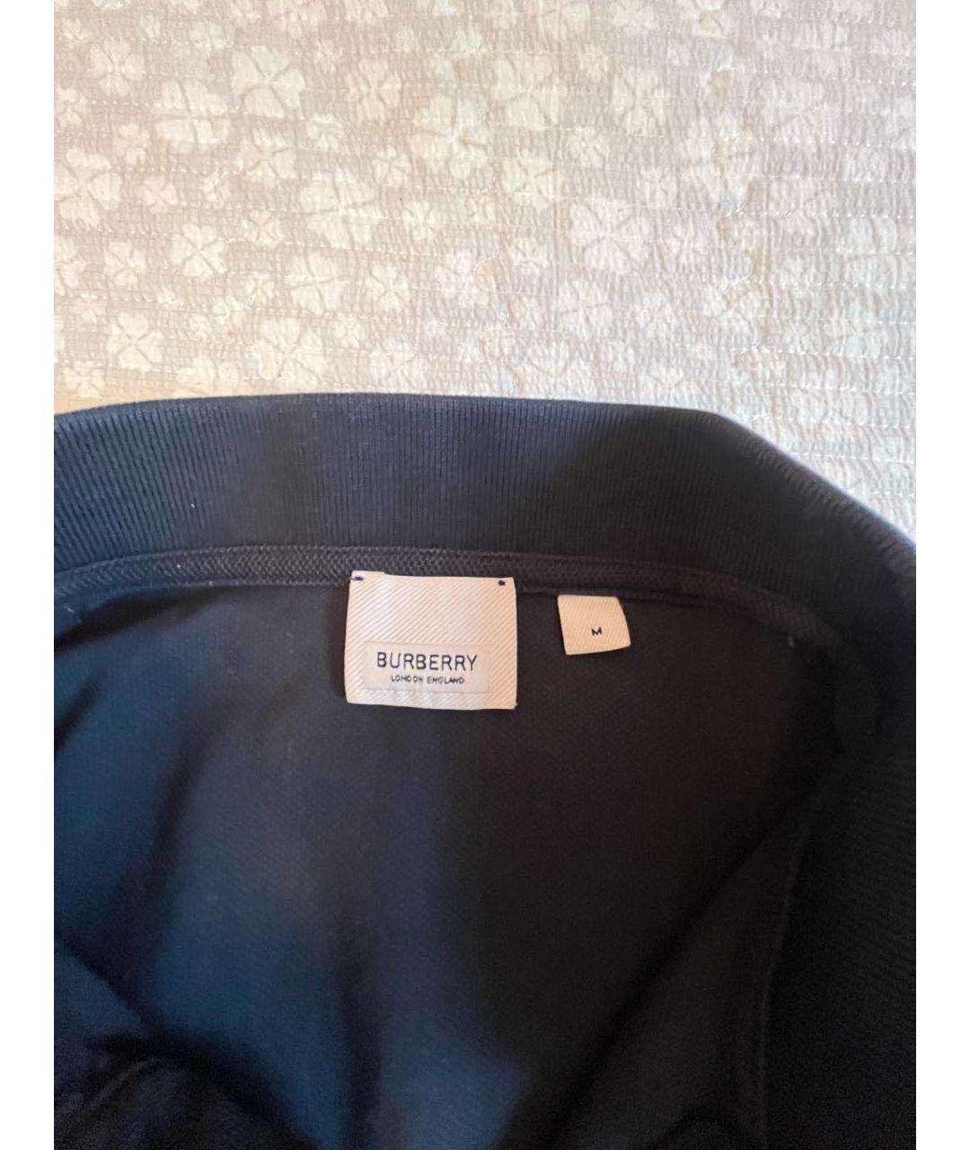 BURBERRY Темно-синее хлопковое поло с длинным рукавом, фото 3
