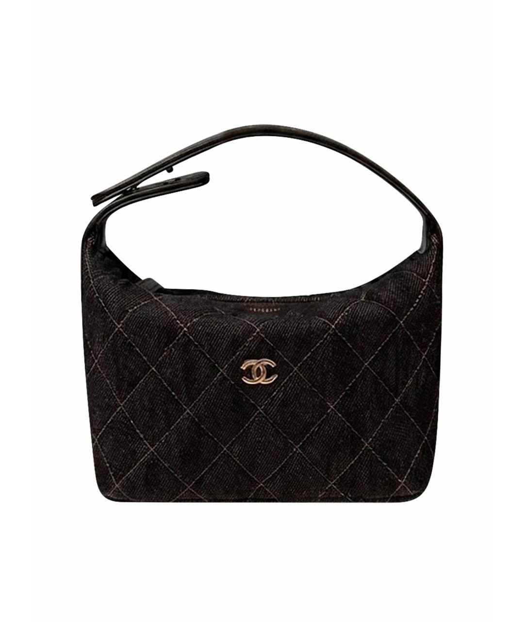 CHANEL Темно-синяя деним сумка с короткими ручками, фото 1