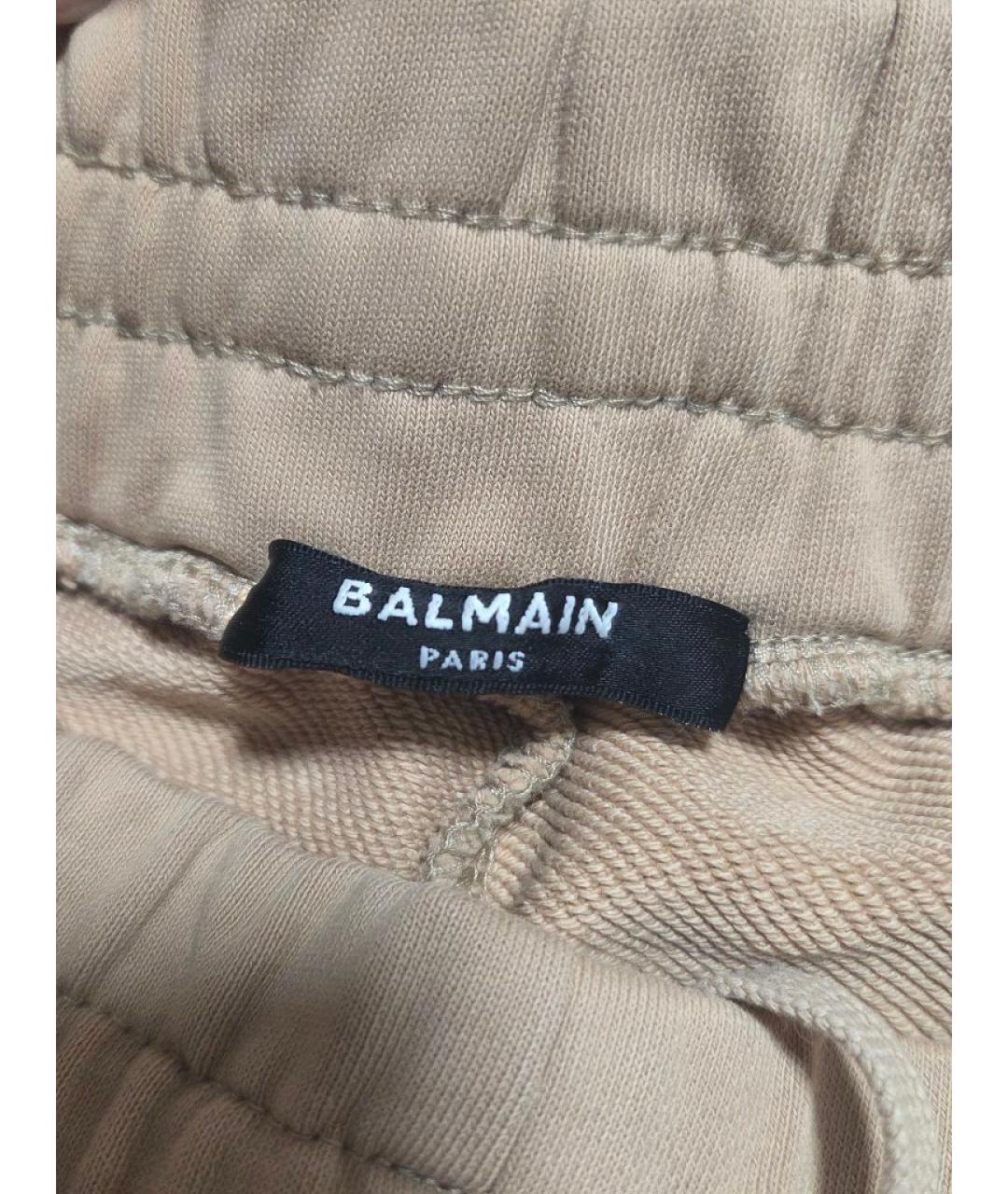 BALMAIN Бежевые хлопковые спортивные брюки и шорты, фото 3