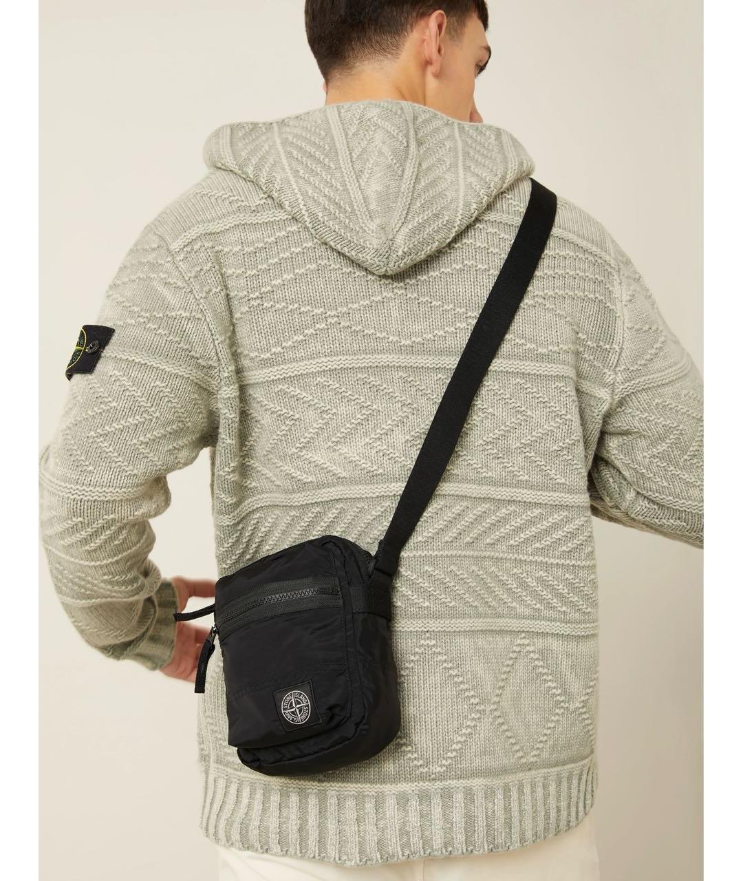 STONE ISLAND Черная нейлоновая сумка на плечо, фото 4