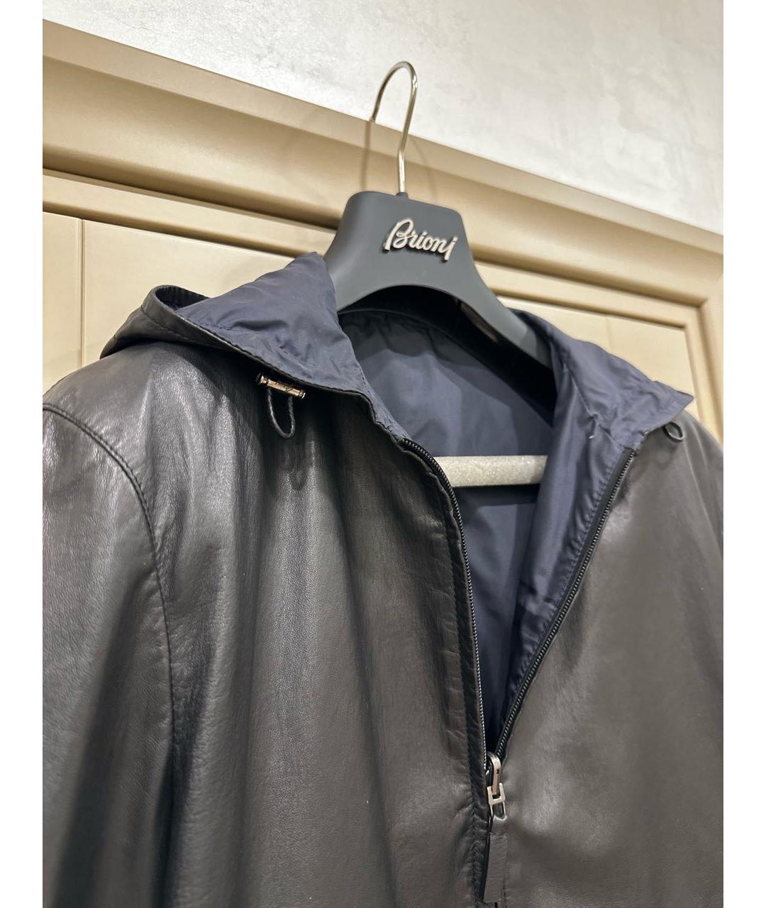 BRIONI Черная кожаная куртка, фото 4