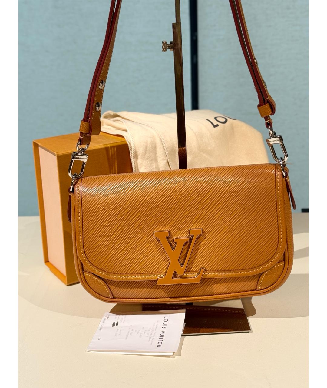 LOUIS VUITTON Коричневая кожаная сумка через плечо, фото 10
