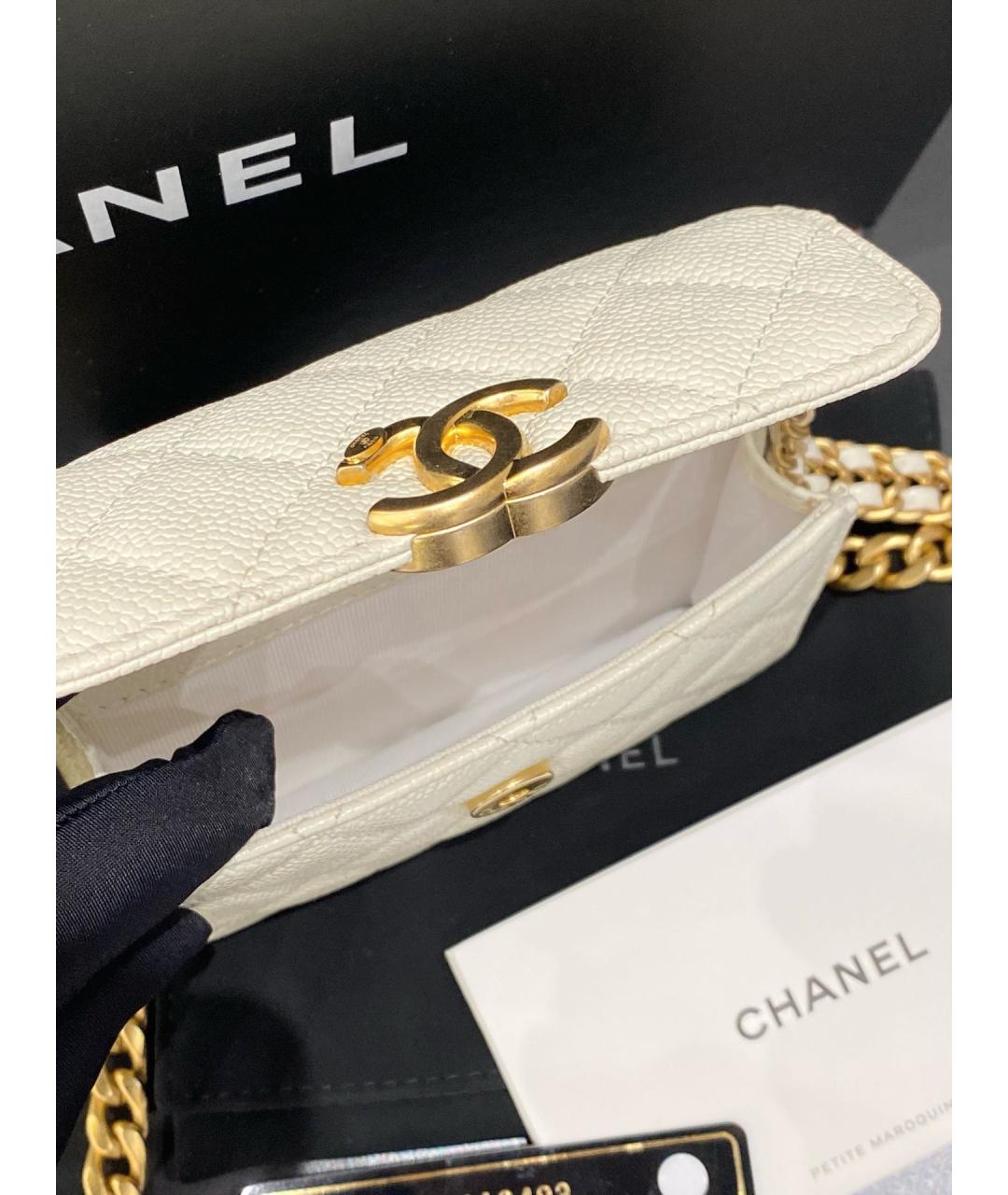 CHANEL Белая кожаная сумка через плечо, фото 8