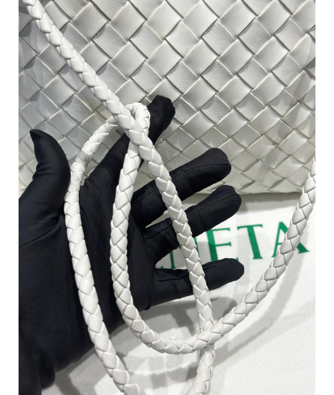 BOTTEGA VENETA Белая кожаная сумка тоут, фото 9