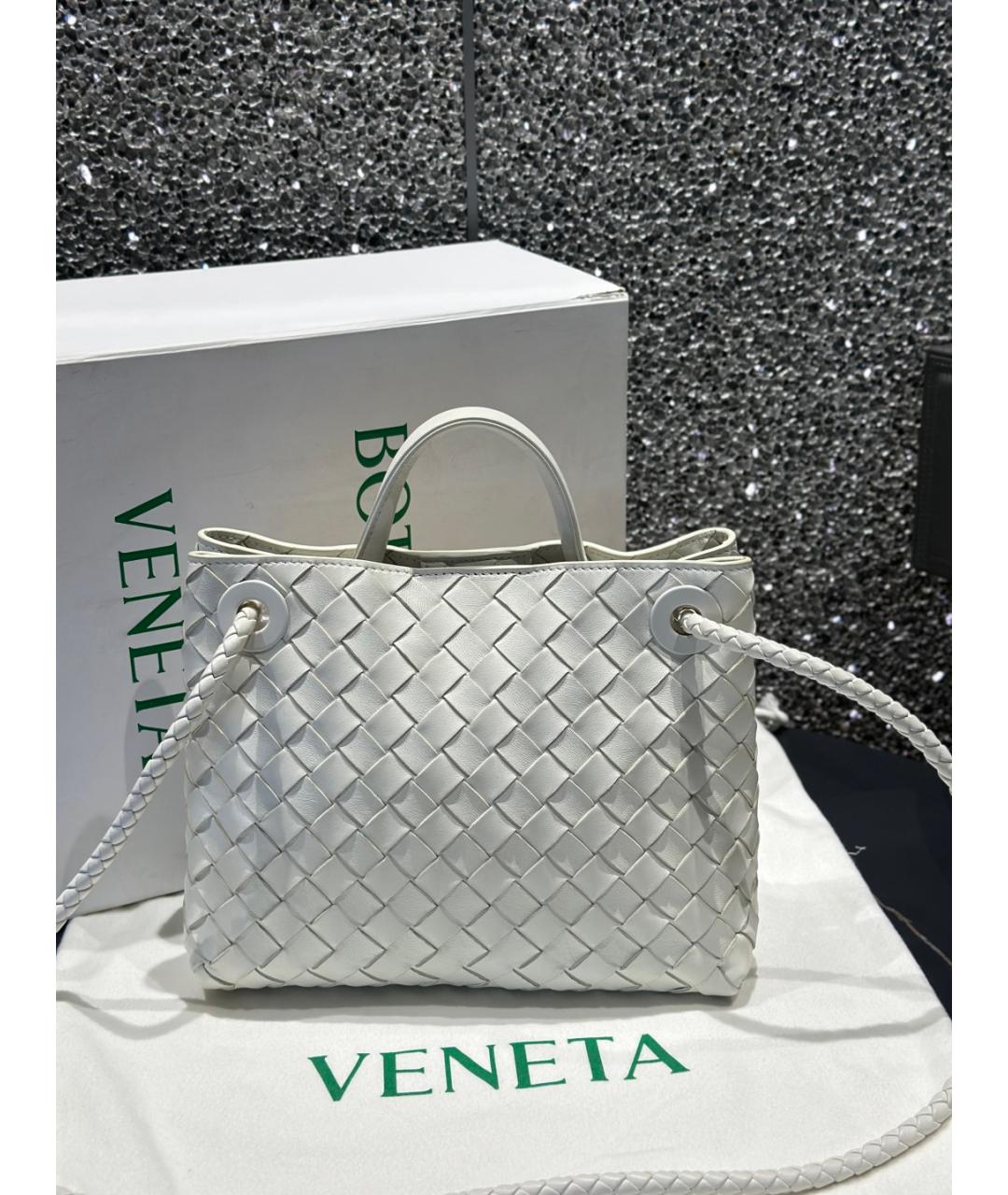 BOTTEGA VENETA Белая кожаная сумка тоут, фото 7