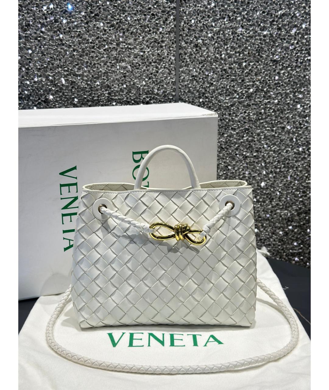 BOTTEGA VENETA Белая кожаная сумка тоут, фото 10