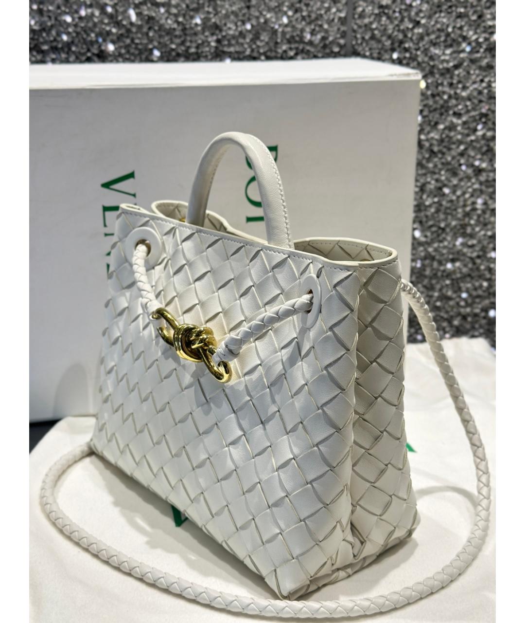 BOTTEGA VENETA Белая кожаная сумка тоут, фото 4