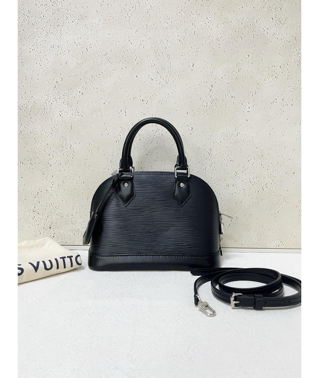 LOUIS VUITTON Черная кожаная сумка с короткими ручками, фото 2