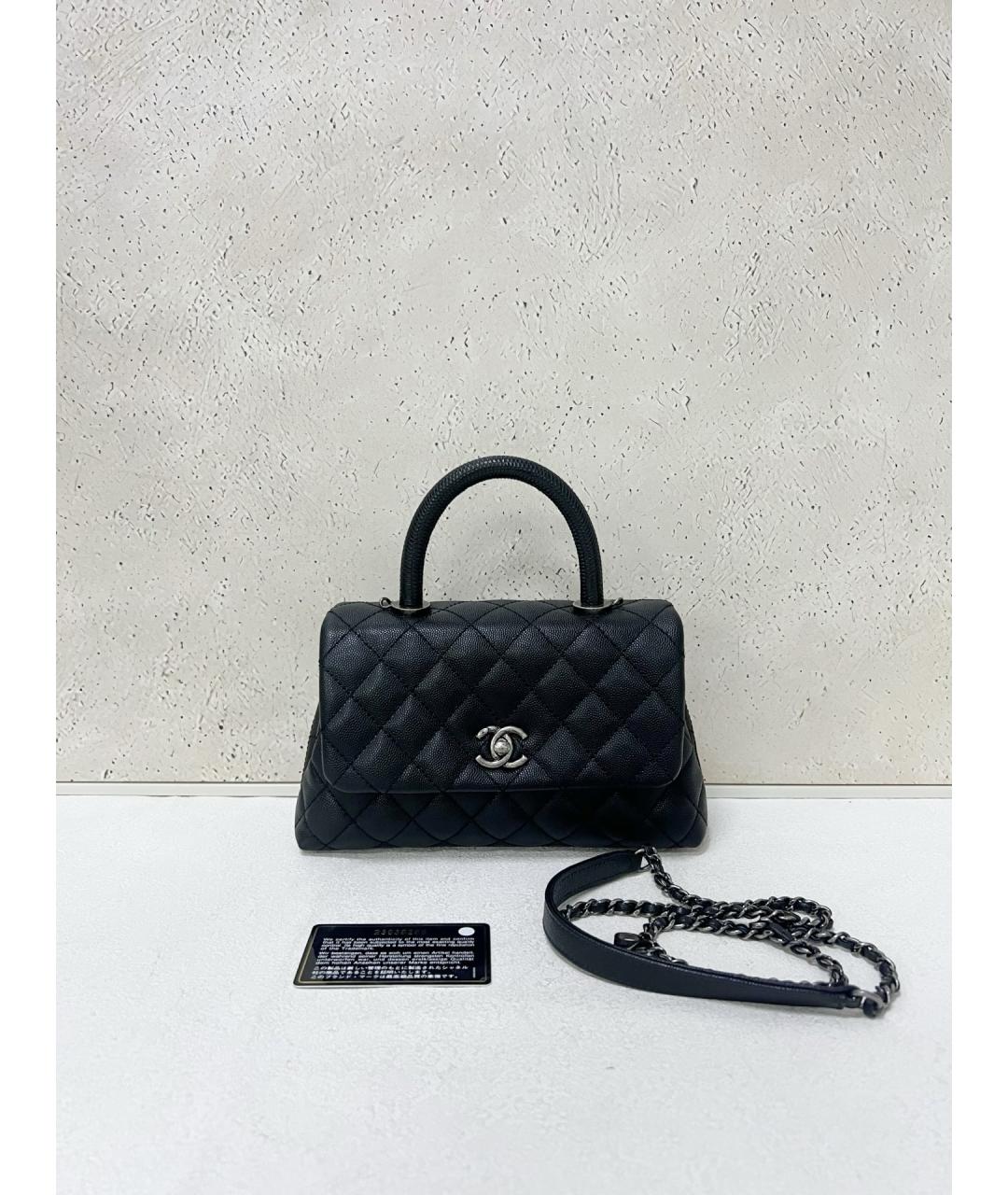 CHANEL Черная кожаная сумка с короткими ручками, фото 7