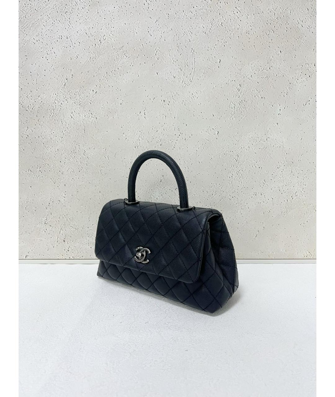 CHANEL Черная кожаная сумка с короткими ручками, фото 4
