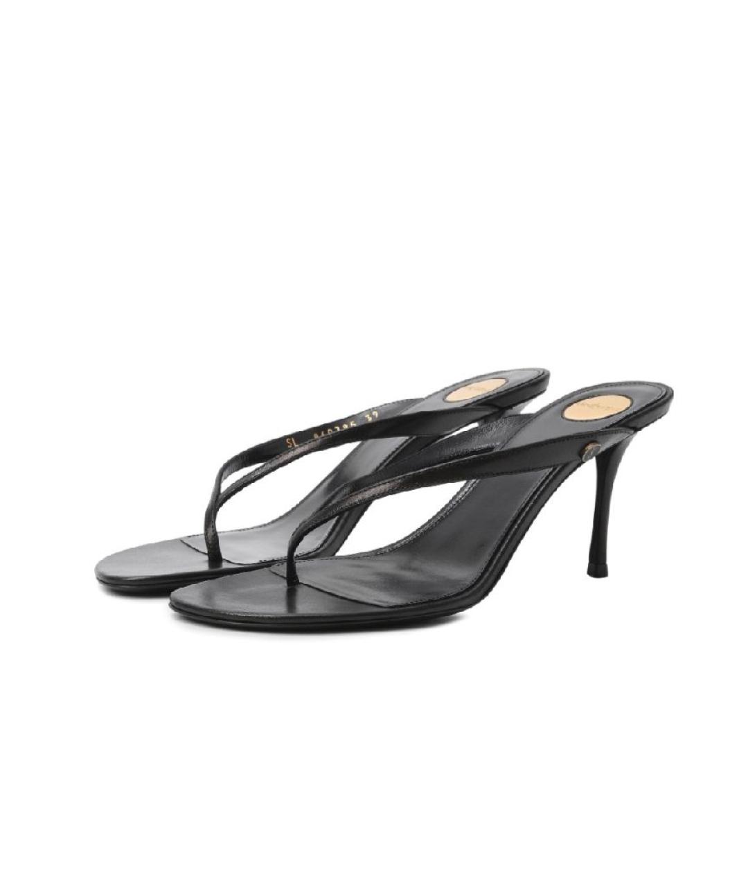 SAINT LAURENT Черные кожаные мюли, фото 8