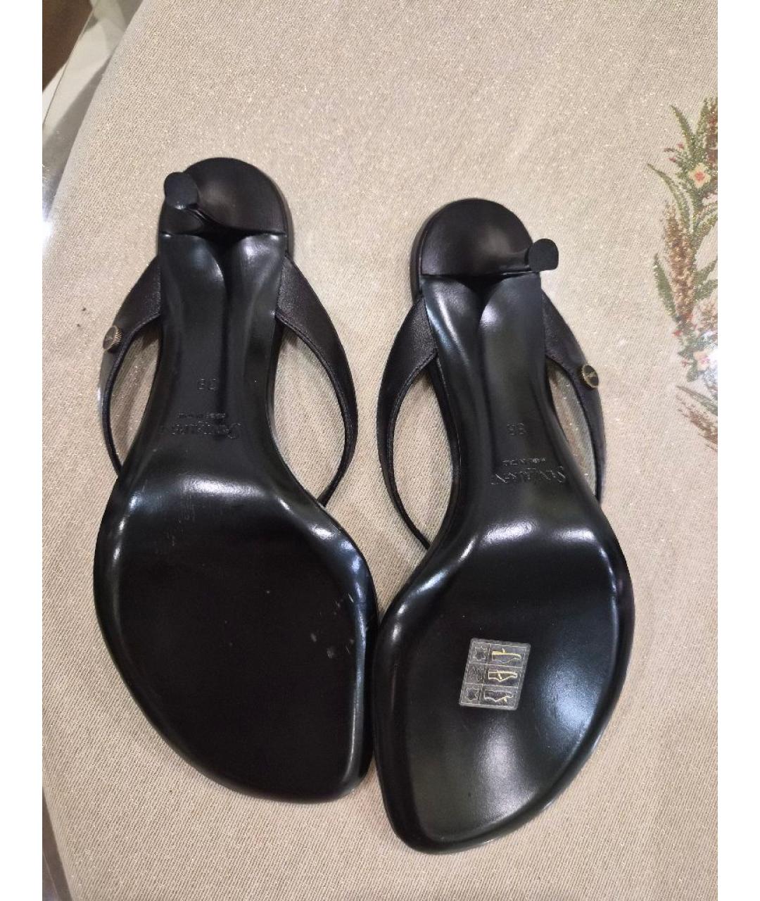 SAINT LAURENT Черные кожаные мюли, фото 5