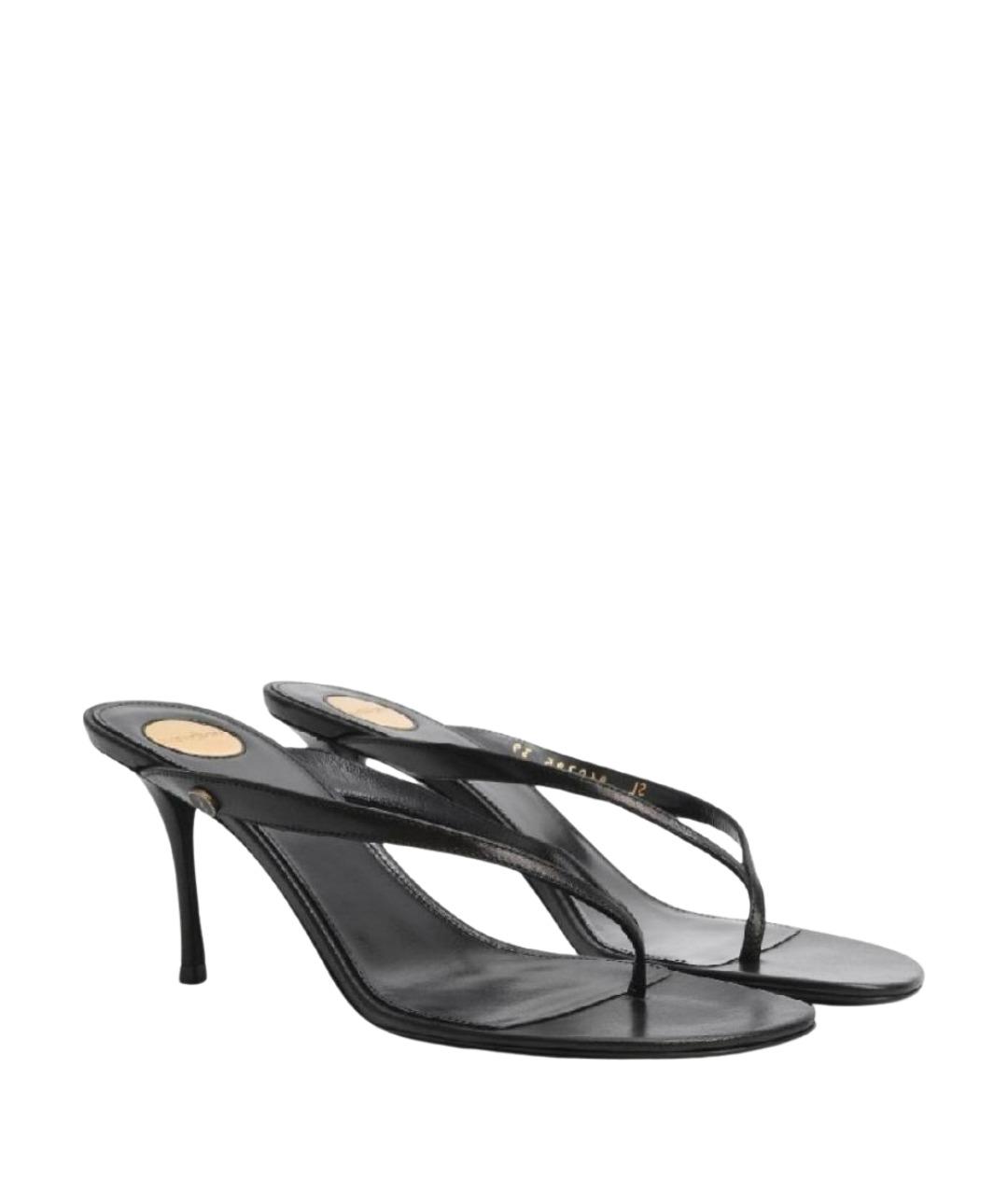 SAINT LAURENT Черные кожаные мюли, фото 1