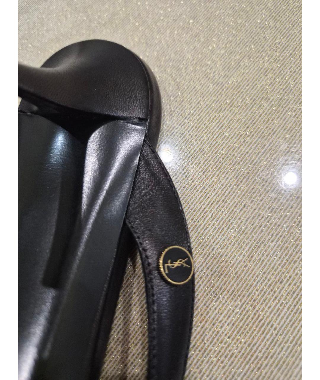 SAINT LAURENT Черные кожаные мюли, фото 9