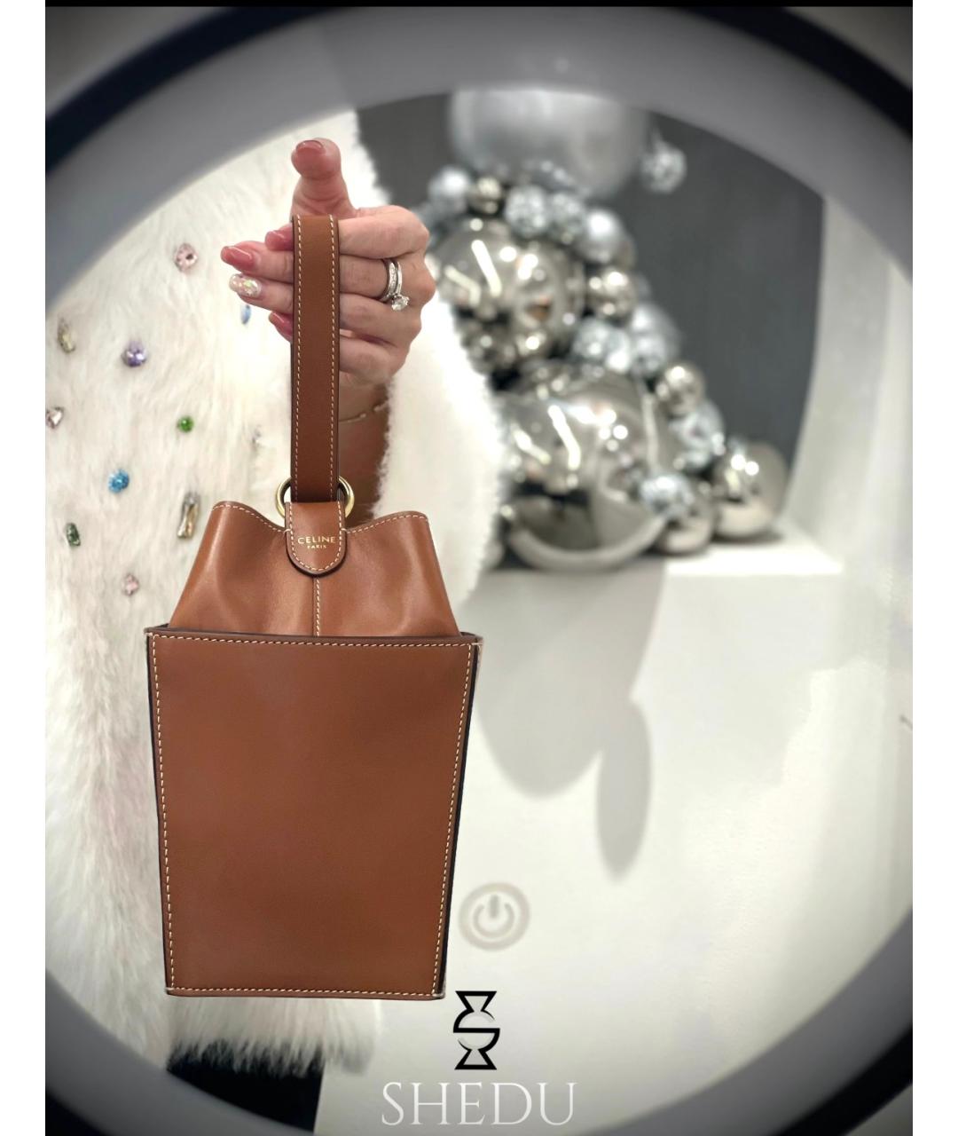 CELINE Коричневая кожаная сумка тоут, фото 6