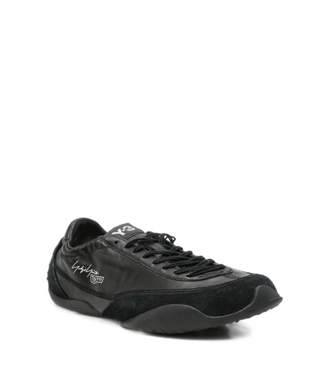 Y-3 Черные кожаные низкие кроссовки / кеды, фото 4